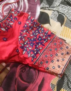 Red Embroidered Handwork Blouse