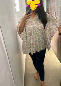 Mihika Sanganeri White Cotton Kaftan Top