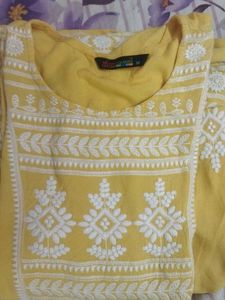 Yellow Naira Cut Kurti With Plazoo