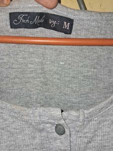 Gray Tee with Lace Detail
