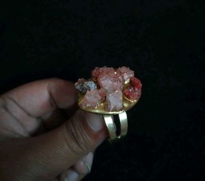 Beautiful Natural Crystal Stone Adjustable Ring