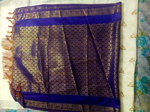 Elegant Blue Silk Honouring Shawl