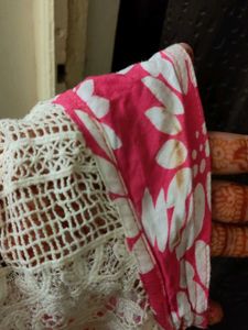 Floral Print Top with Crochet Lace Detail