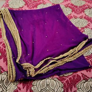 Dupatta with Golden Sparkles Moti Lace