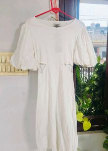 White Puff Sleeve Mini Dress