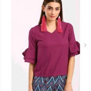 HEY Brand Magenta Bell Sleeves Top