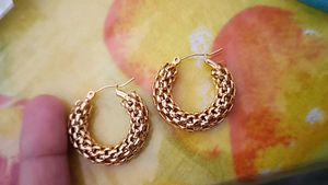 Gold Tone Woven Hoop Earrings