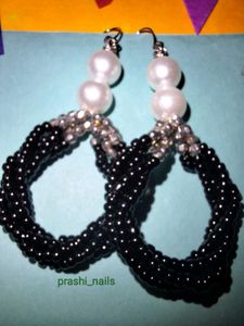 Black And Pearl Handmade Earrings/ Jhumkas