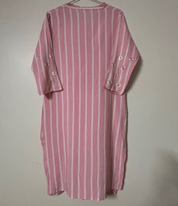 Pink Striped Embellished Tunic