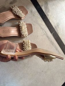 Pearl Embellished Slides  [ only 1 pair]
