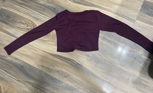 Burgundy Ruched Long Sleeve Top