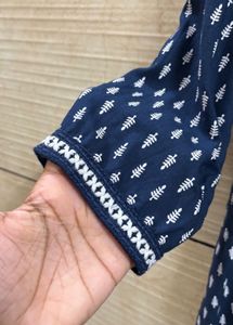 Navy Print Midi Dress