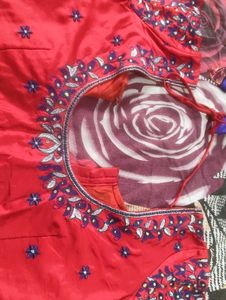 Red And Blue Work Blouse