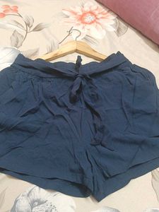Cute Blue Tie Waist Shorts