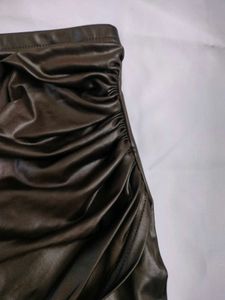 SHEIN Wrap Style ruched PU leather Skirt