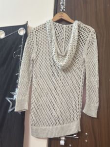 Crochet Knit Zip-Up Hoodie