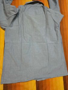 Women Grey Formal Pockets Button Down Shirt