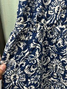 Blue Printed Mini Slip Dress