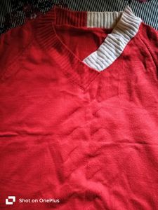 red With White Strip Pure Cotton Sweater