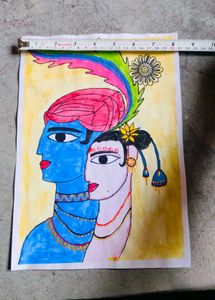 Radha Krishna Abstract Painting 🎨