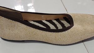Beige Woven Ballerinas