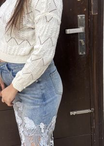 White Knit Pullover Sweater