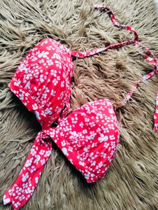 Aerie Red Floral Bikini Top – Size XL