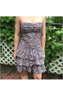 Express Blue Green Yellow Floral Cotton Spaghetti