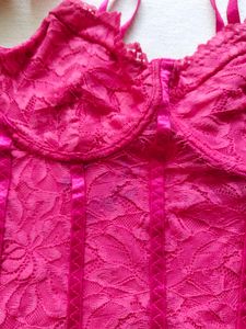Shein : Hot Pink Lace Bodysuit