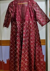 Maroon Embroidered Kurta Jacket For Dandiya