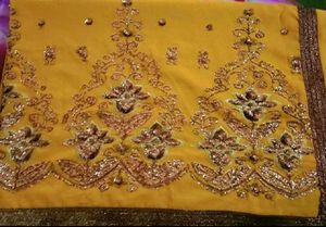 Sequence And Dimond Work Saree With Blouse Materia