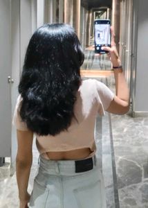Blush Pink Back Cut Out Crop Top