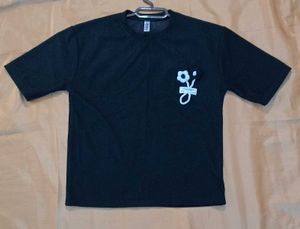 Black top with a knitted flower for women