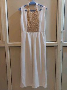 White &amp; Gold Party Dress