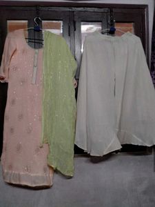 Peach sharara set