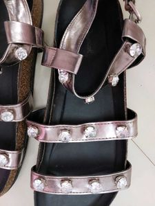 Qupid Gunmetal Embellished Flats