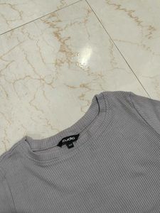Cute Grey Ribbed Top