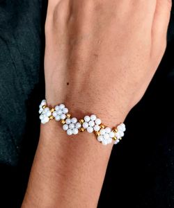 FREE SHIPPING...2 Pearl &amp; Gold Beaded Bracelet