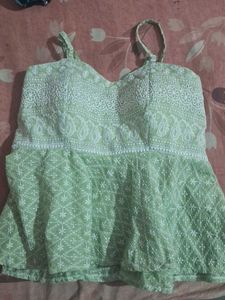 Green Embroidered Top