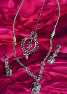 Amarican Daimond, Rectangular Stone Necklace