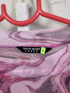 Y2K Marble Print Mesh Top