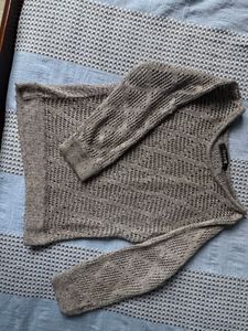 Elegant Grey Knit Mesh Top