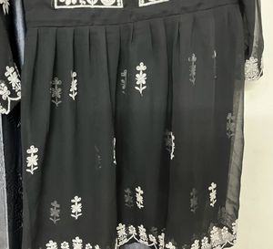 Woman embroidered georgettee A-line Kurta(black)