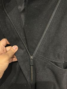 Black Fur Blazer With Hoodie