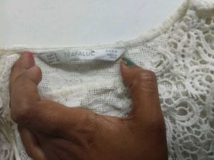 Pretty Zara White Net Mesh Top, Size S, Good Cond