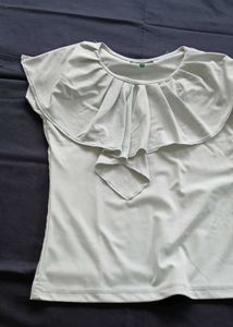 &#34;Sage Grace&#34; Ruffle Front Top