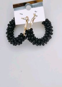 Black Colour Handmade Beads Earrings For Women