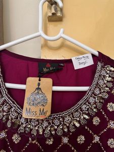 Maroon Embellished Kurta Set