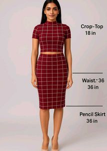 Chic Checkered Co-ord Set With Pencil Skirt