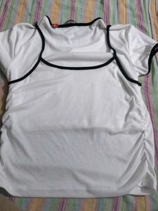White T-shirt with Black Straps